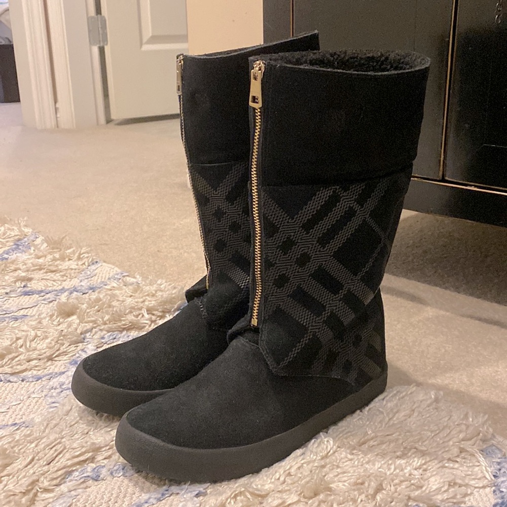 Burberry Black Suede and Shearling Winter Boots